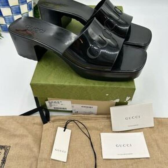 Women’s Gucci, rubber block, low heel slides, size 41 made in Italy - Picture 12 of 13
